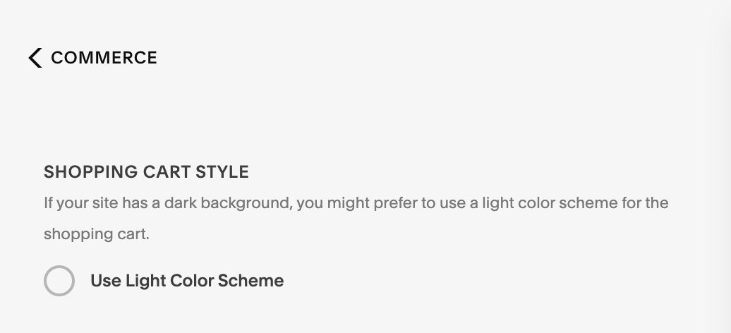 Squarespace 7.1 cart page colour theme scheme